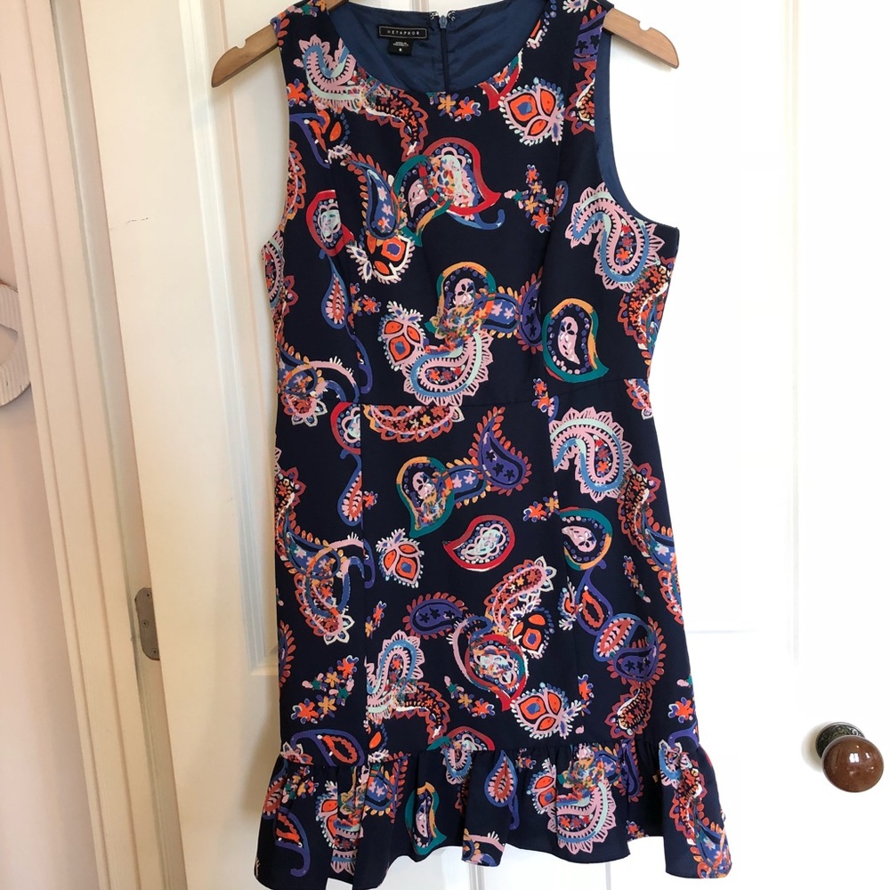 Metaphor Blue Paisley Dress Size 8 NWOT